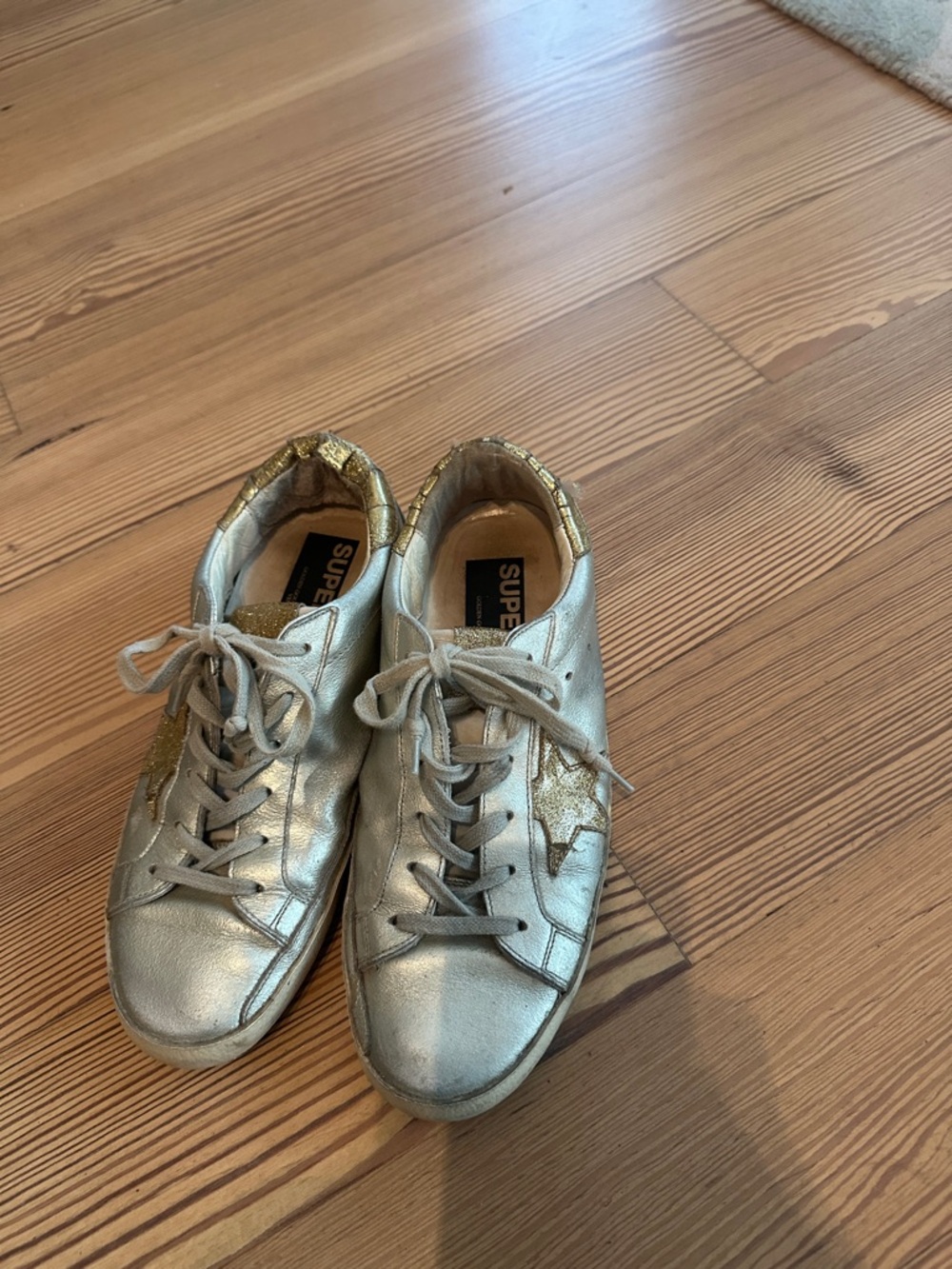Golden Goose Superstar Sneakers – Metallic Gold / Silver-Size 9 or EU 39 - Picture 3 of 6